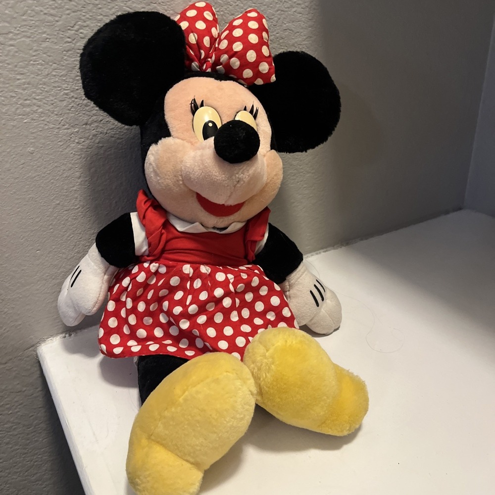 Walt Disney World Vintage 1980s Minnie Mouse Plush Doll Stuffed 18" Souvenir